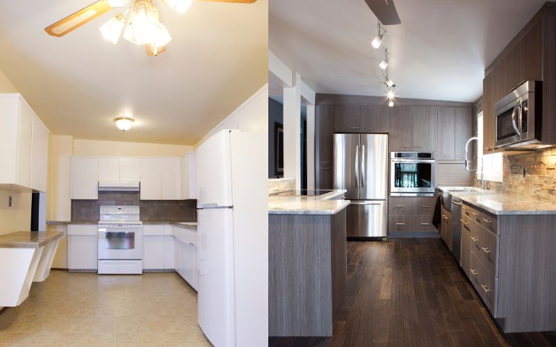 rénovation cuisine paris – implantation en l avec plan à 90 cm