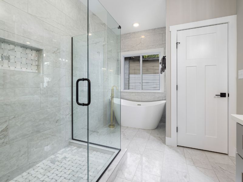 salle de bains rénovée – douche italienne carrelée