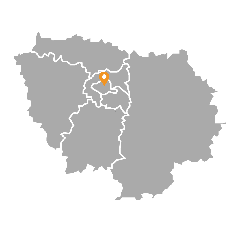carte de la région parisienne: zones d'intervention de l'entreprise ERG Rénovation